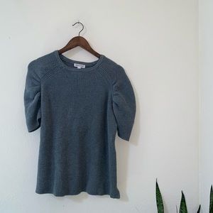 Prologue- ribbed short puff sleeve sweater grey